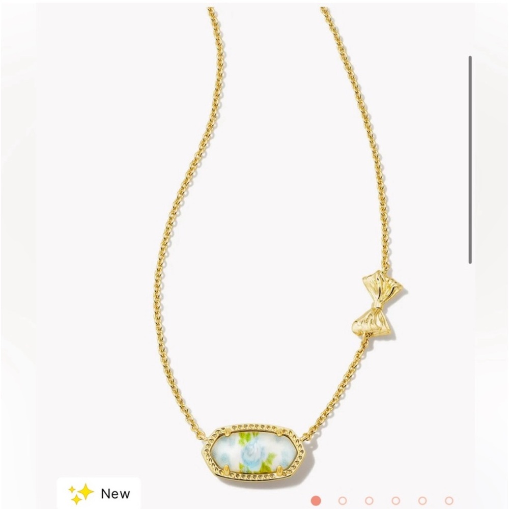 NEW Loveshackfancy Kendra Scott Elisa blue bloom floral bow Necklace